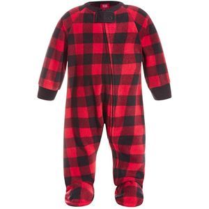 allbrand365 designer Baby Matching Red Check Printed Footed Pajamas 18M